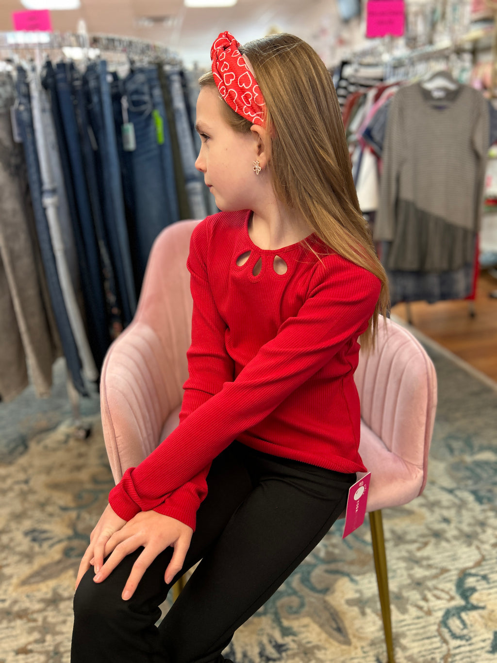 Mayoral Girls Red Rib Knit Tee