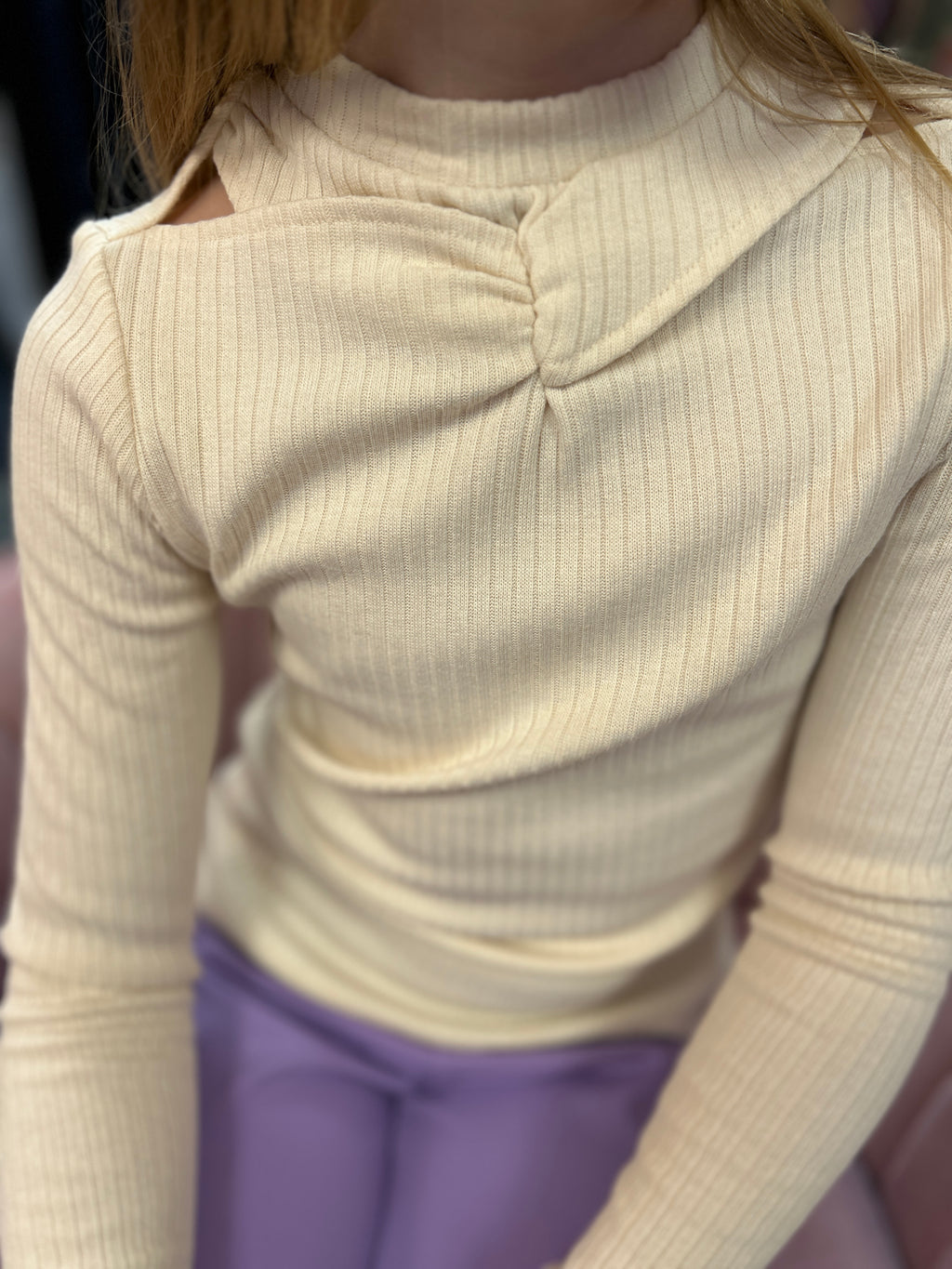 May - Girls Long Sleeve Ribbed Knit Shirt