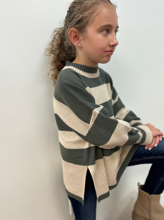 Mayoral Girls Sage and Beige Oversized Sweater