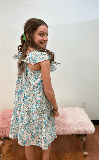 Girls Flutter Sleeve Tiered Dress by Vignette - All About Me Boutique