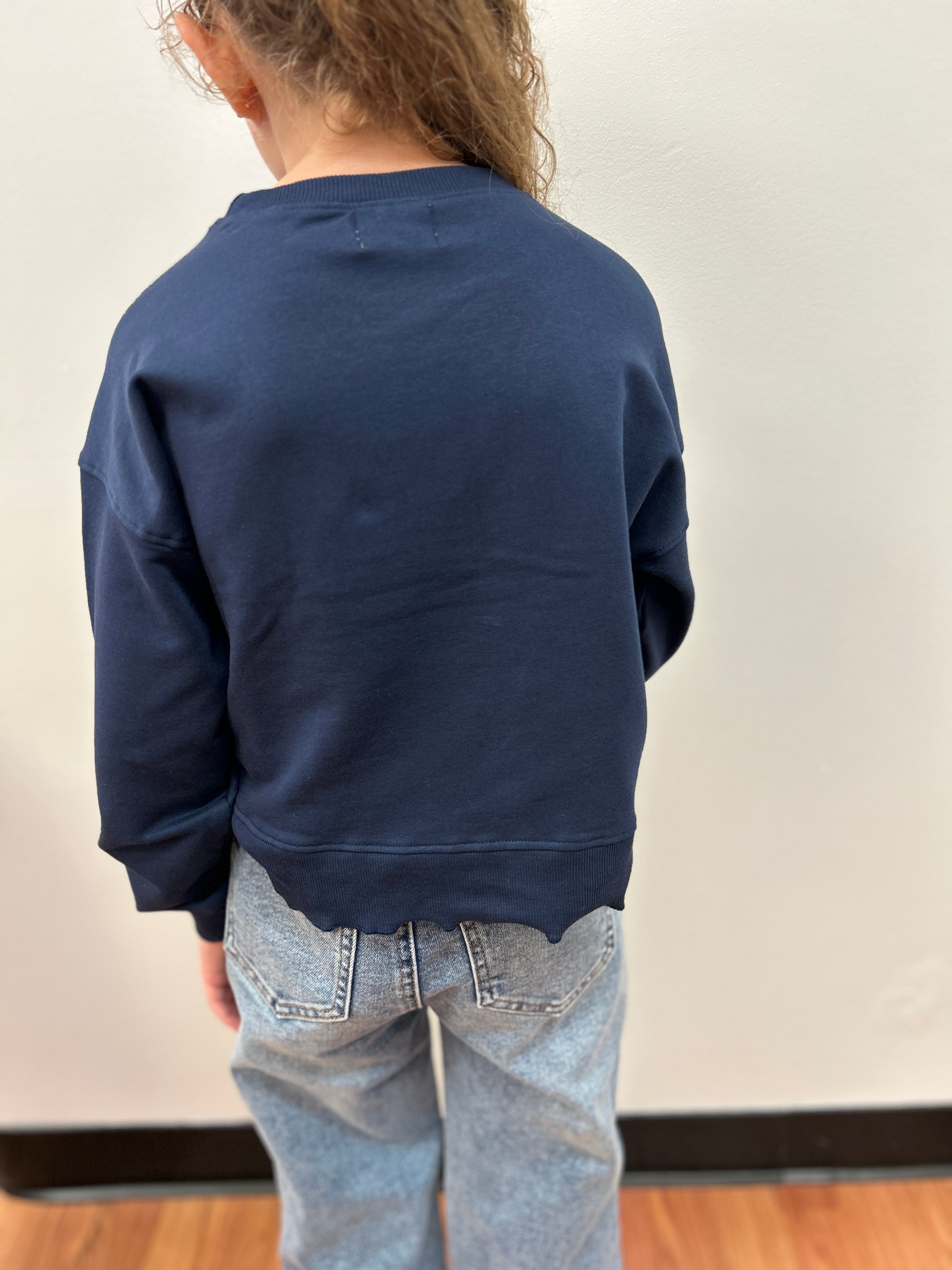 Creamie Girls Navy Bling and Ruffle Dreamer Sweatshirt