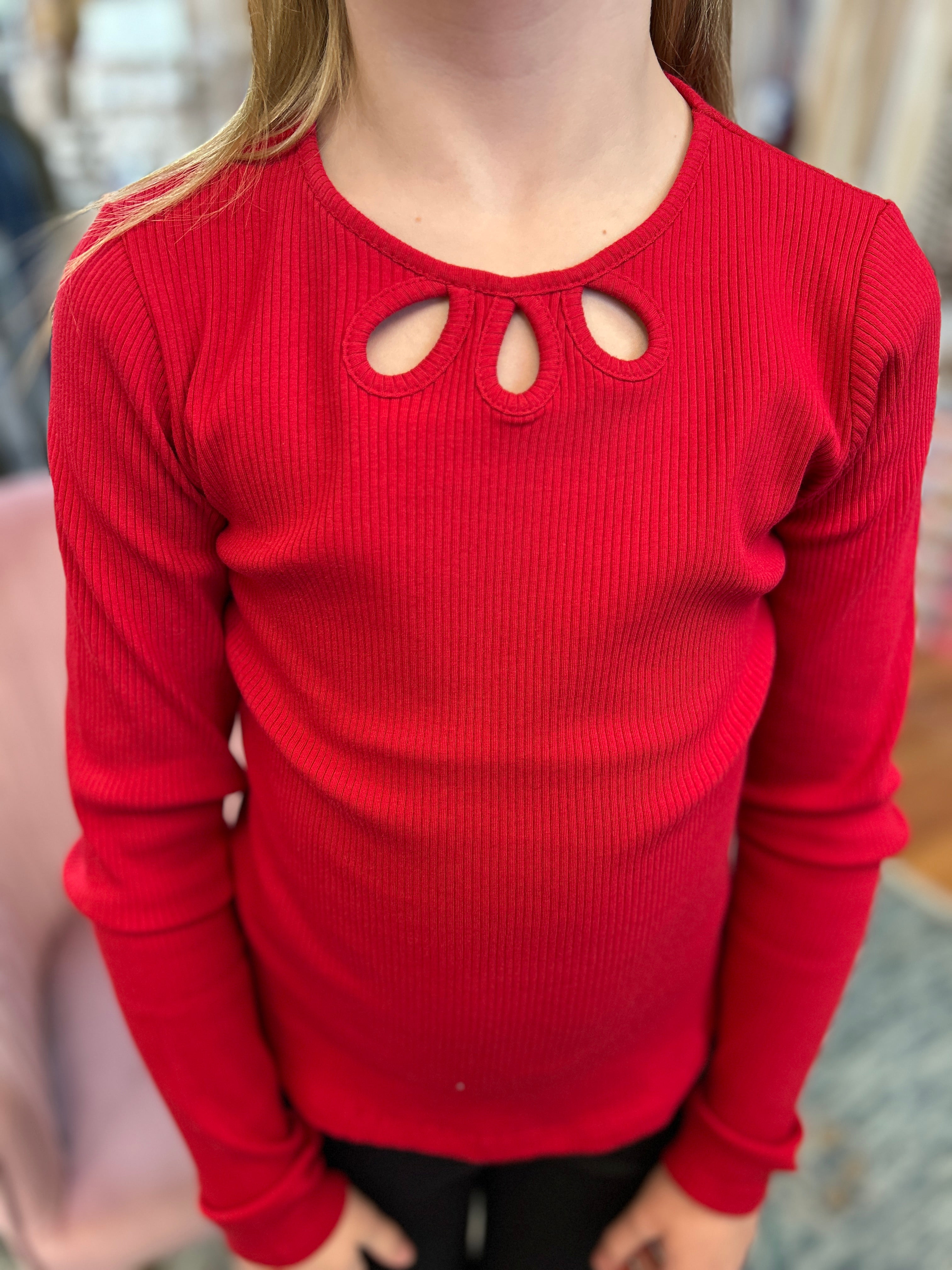 Mayoral Girls Red Rib Knit Tee