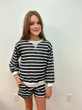 GG Girls Stripe French Terry Sweatshirt - All About Me Boutique