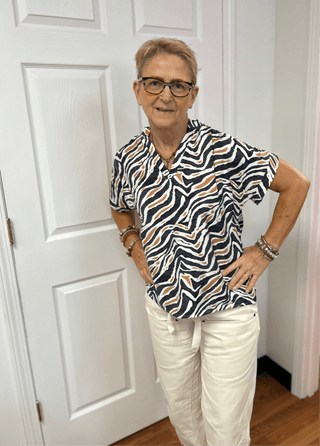 Tori Tiger Print Blouse - All About Me Boutique