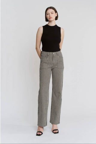 Mica Denim Super High Loose Fit Straight Striped Jeans