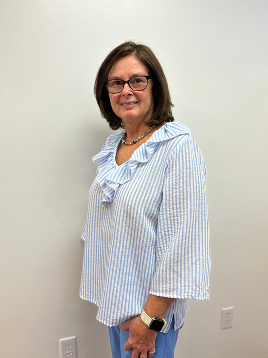 Linen Look Blouse by Ellen & Company