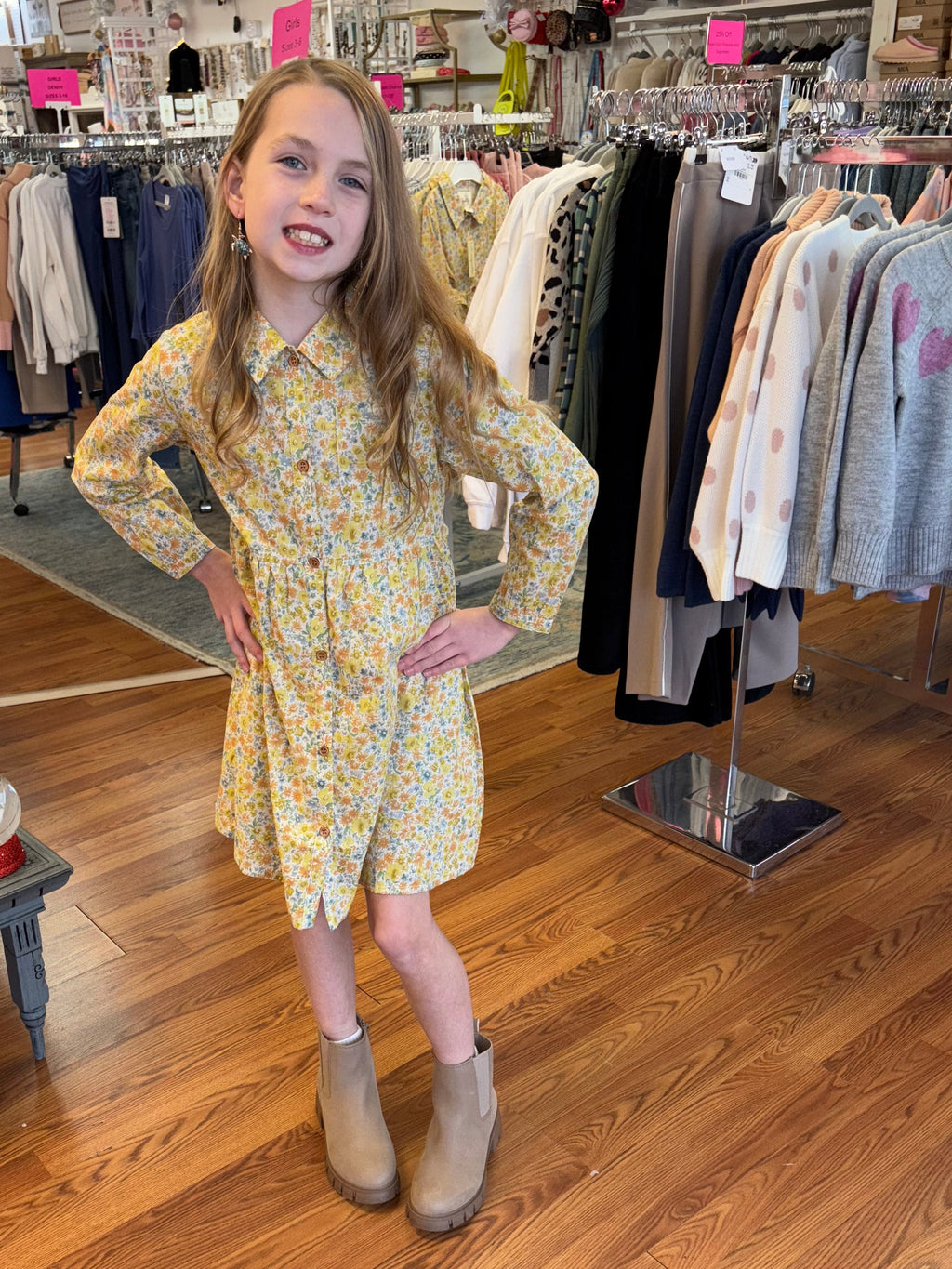 Vignette Girls Floral Shirtwaist Dress -  Tie Waist