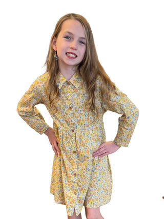 Vignette Girls Floral Shirtwaist Dress - Tie Waist - All About Me Boutique