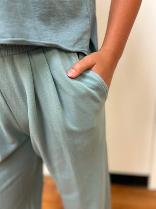 Tenly Girls Ice Blue Pleated Front Pants