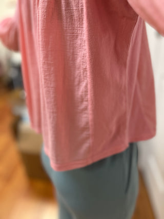 Tenly Girls Pink Mixed Media Cotton Jersey Top