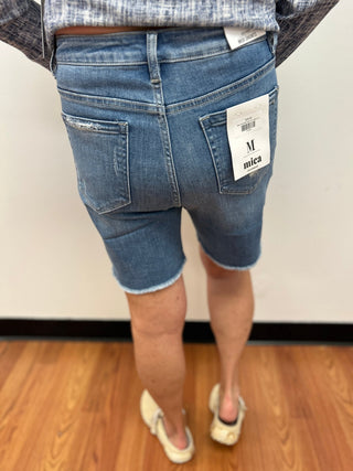 Mica Denim Midi Shorts - All About Me Boutique