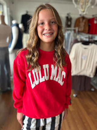 Lulu Mac Girls Red With White Puff Sweatshirt