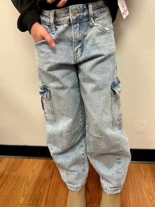 KanCan Girls Barrel Jeans - Cargo Pocket - All About Me Boutique
