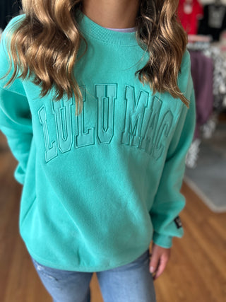Lulu Mac Girls Mint Monochromatic Crewneck Sweatshirt