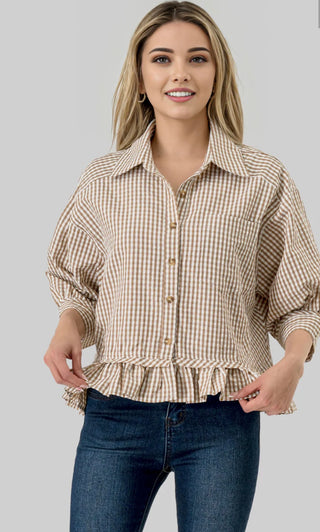 Pixie + Ivy Parker Gingham Ruffle Blouse