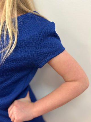 AC407 Girls Cobalt Cap Sleeve Dress - All About Me Boutique