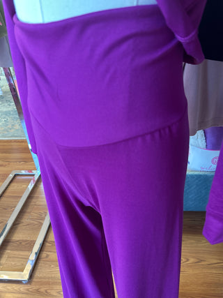 Girls’ Vibrant Purple High-Waist Wide-Leg Pant