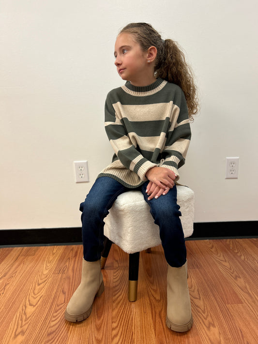 Mayoral Girls Sage and Beige Oversized Sweater