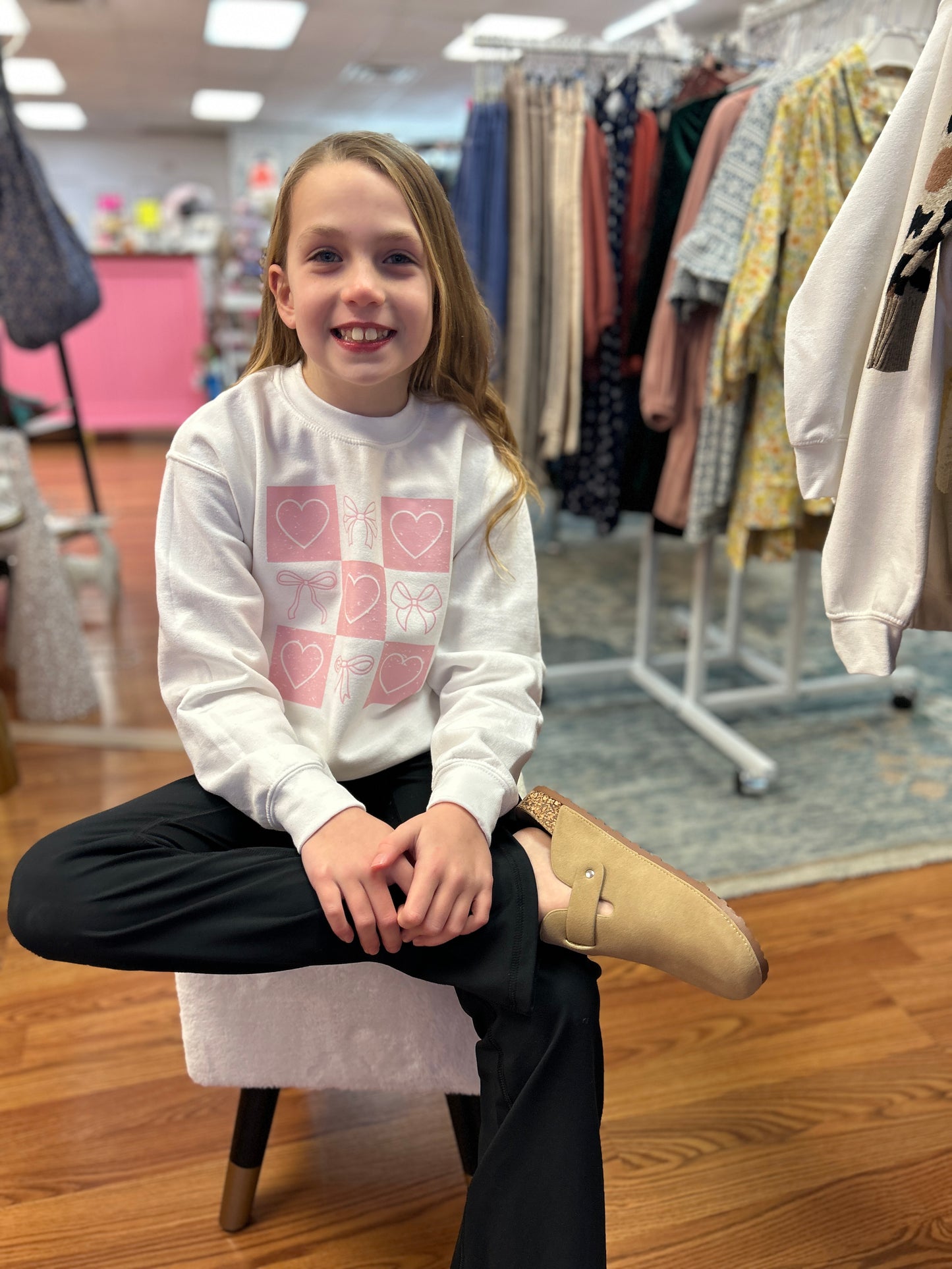 UL - Girls Valentines Hearts and Bows Sweatshirt