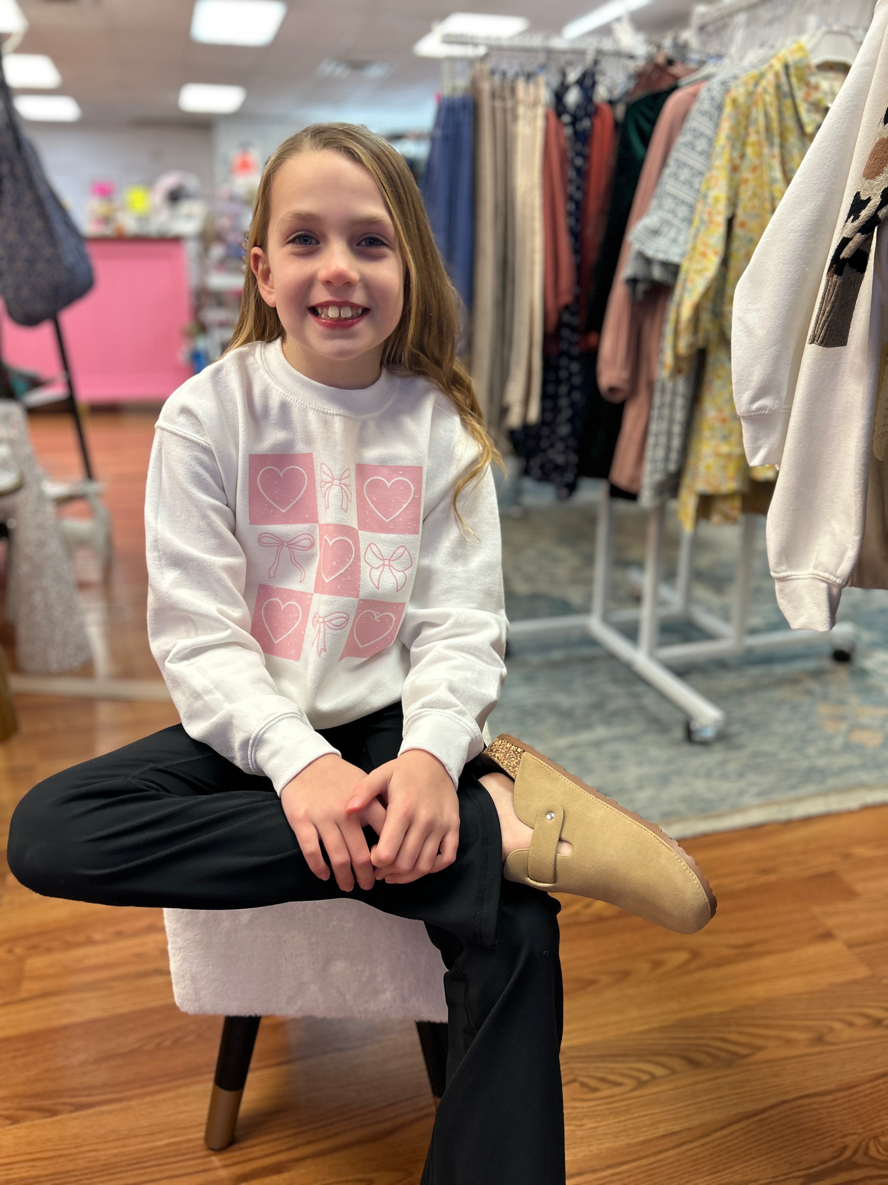 UL - Girls Valentines Hearts and Bows Sweatshirt