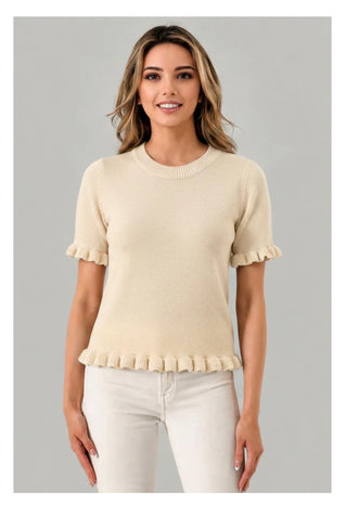Pixie + Ivy Short Sleeve Ruffle Knit Top