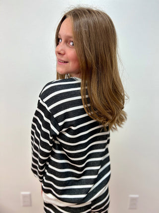GG Girls Stripe French Terry Sweatshirt - All About Me Boutique