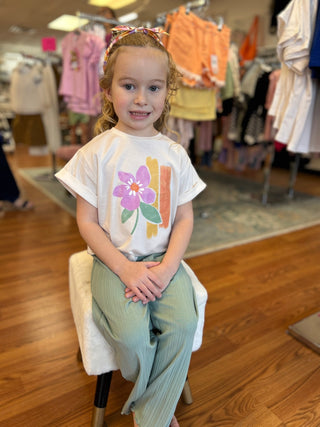 Girls Graphic T-shirt with Hair Tie - All About Me Boutique