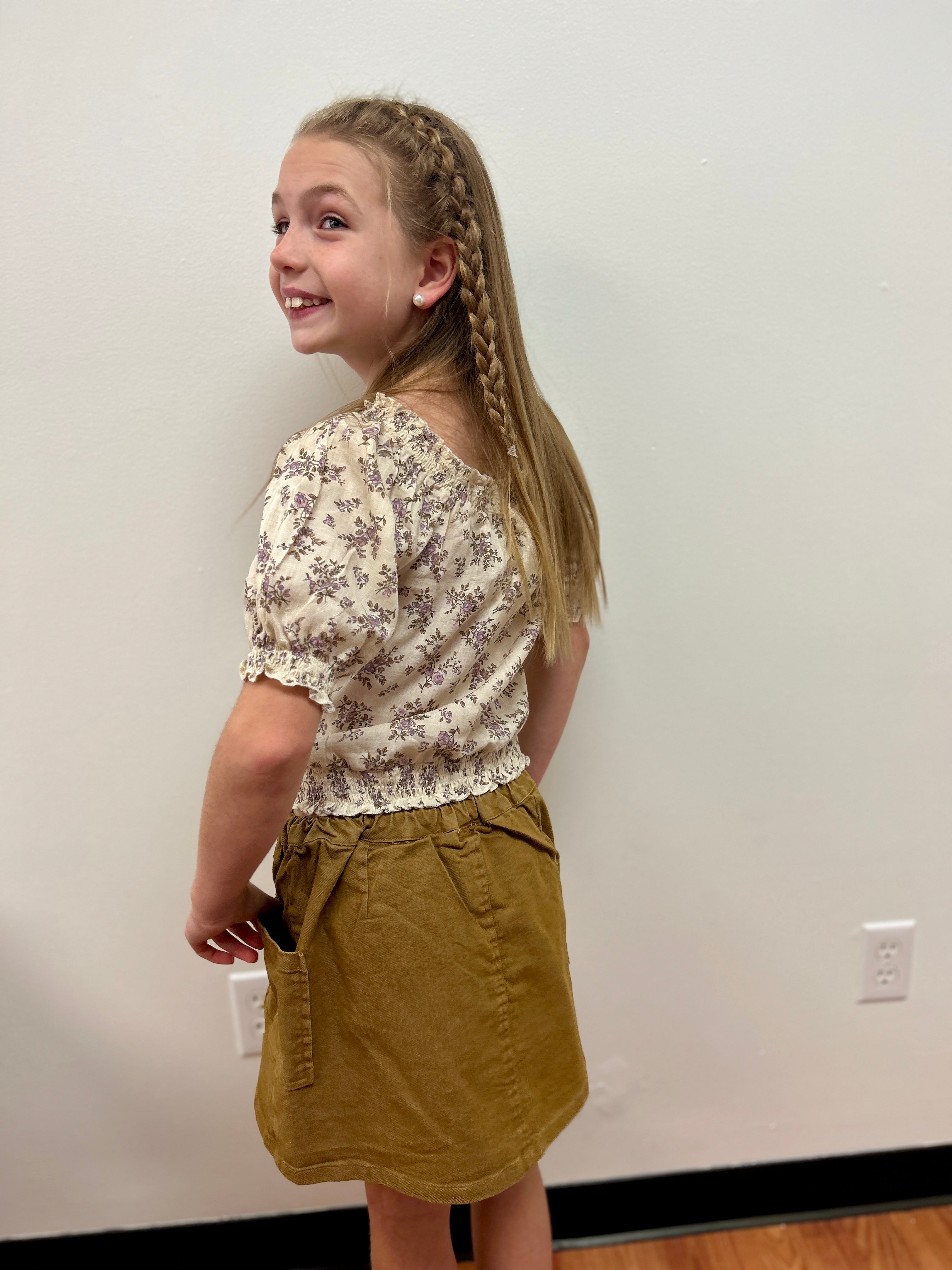 Vignette Girls Peasant Top - Floral Smocked