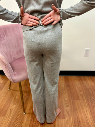Creamie Girls Heather Gray Rib Knit Trouser - All About Me Boutique
