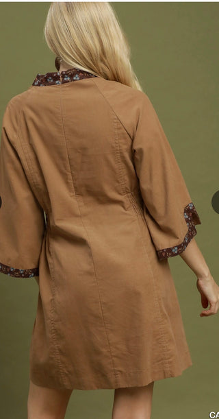 Umgee Corduroy Contrast Trim A-line Dress