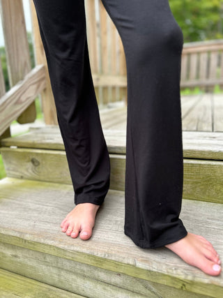 AC407 - Girls Black Yoga Style Pant - All About Me Boutique