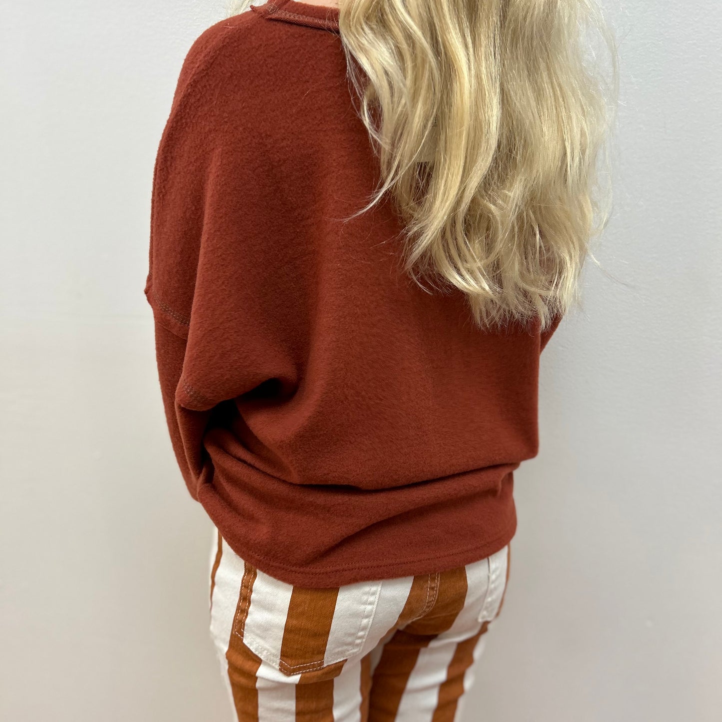 GG - Contrast Stitched Brushed Knit Top (JKA)