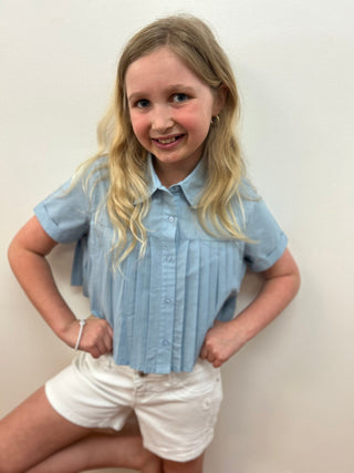 May Girls Pleated Crop Top - All About Me Boutique