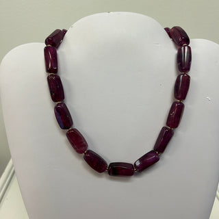 JM Purple Beaded Necklace - gold Stopper Accents - All About Me Boutique