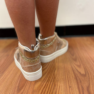 Mia - Rose Gold Hightop Glitter Detail Sneaker - All About Me Boutique