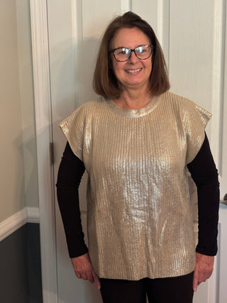 Metallic Foil Sweater Vest - All About Me Boutique