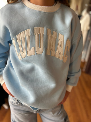 Lulu Mac Girls Color Block Light Blue/White - Stitch Sweatshirt