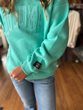 Lulu Mac Girls Mint Monochromatic Crewneck Sweatshirt