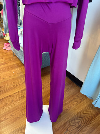 Girls’ Vibrant Purple High-Waist Wide-Leg Pant