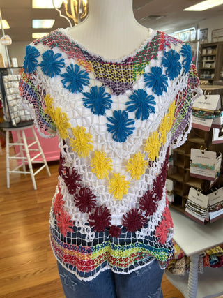 Rejane Short Sleeve Crochet Top - All About Me Boutique
