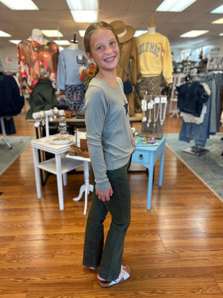 Area Code Girls Rib Knit Long Sleeve Top with Glitter Star