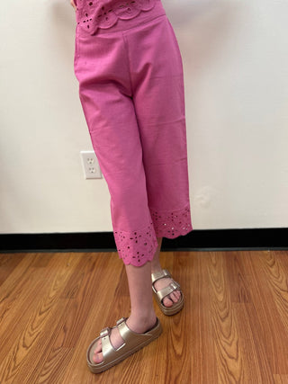 May Girls Eyelet Crop Pant and Babydoll Top - All About Me Boutique