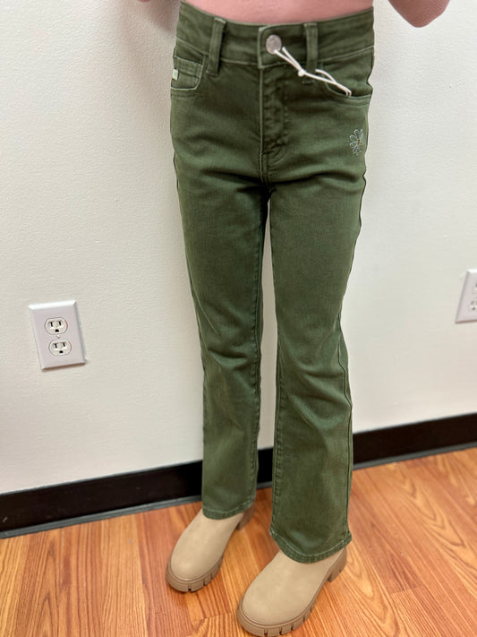 KanCan Girls Olive High Rise Flare Jeans