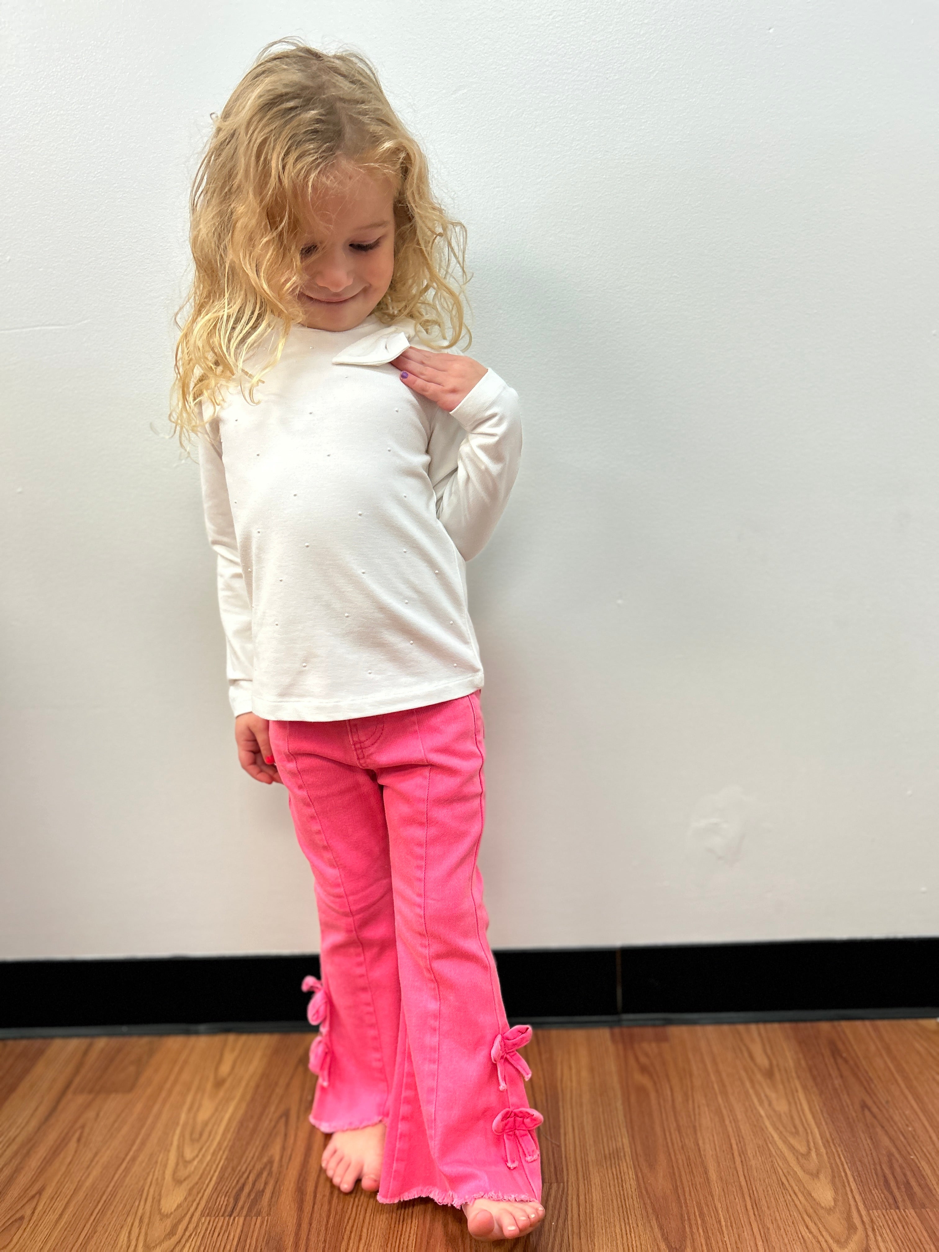 RFD - Girls Pink Bow Flared Jeans