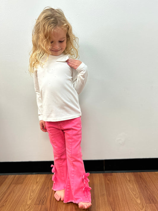 RFD - Girls Pink Bow Flared Jeans