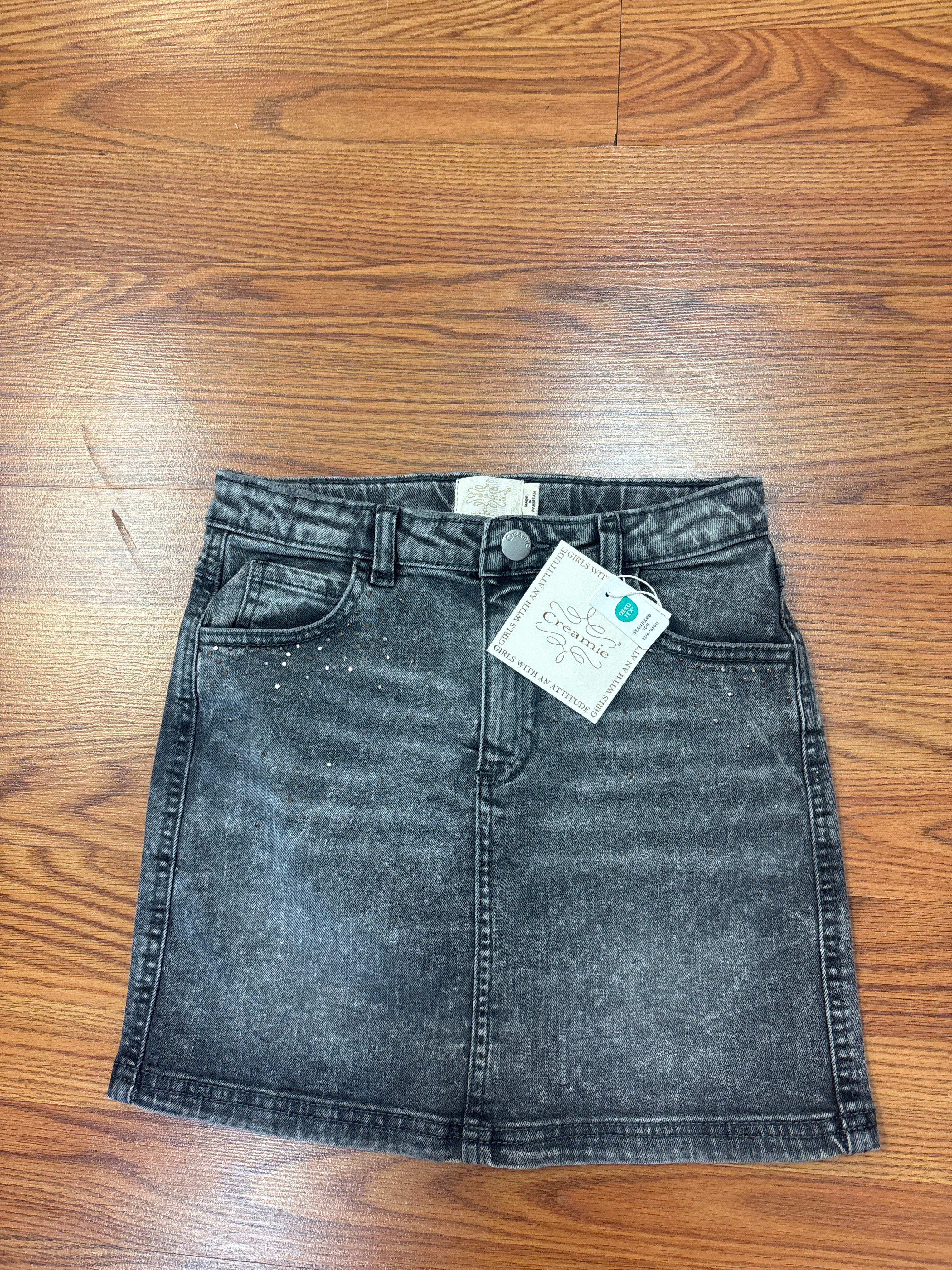 Creamie Girls Blinged Black Denim Skirt