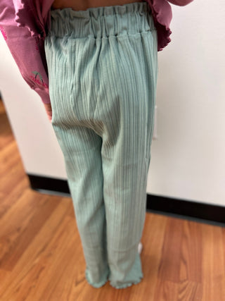 Minymo Girls Sage Ribbed Pant - All About Me Boutique