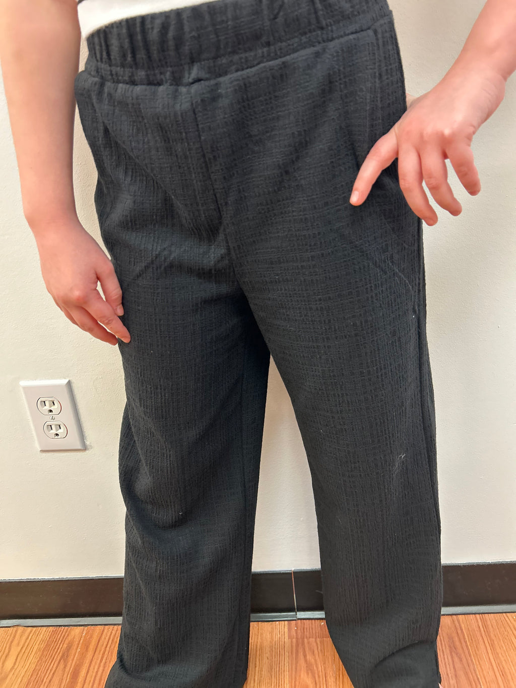 May Girls Black Knit Trousers