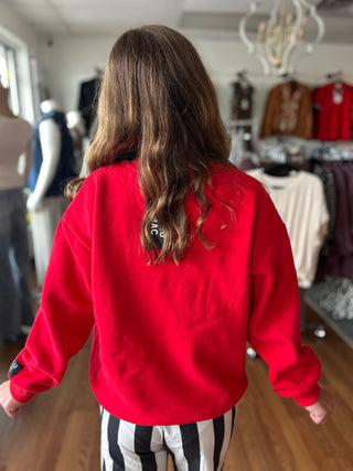 Lulu Mac Girls Red With White Puff Sweatshirt