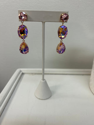 Pink Crystal Circle, Oval & Teardrop Earring - All About Me Boutique